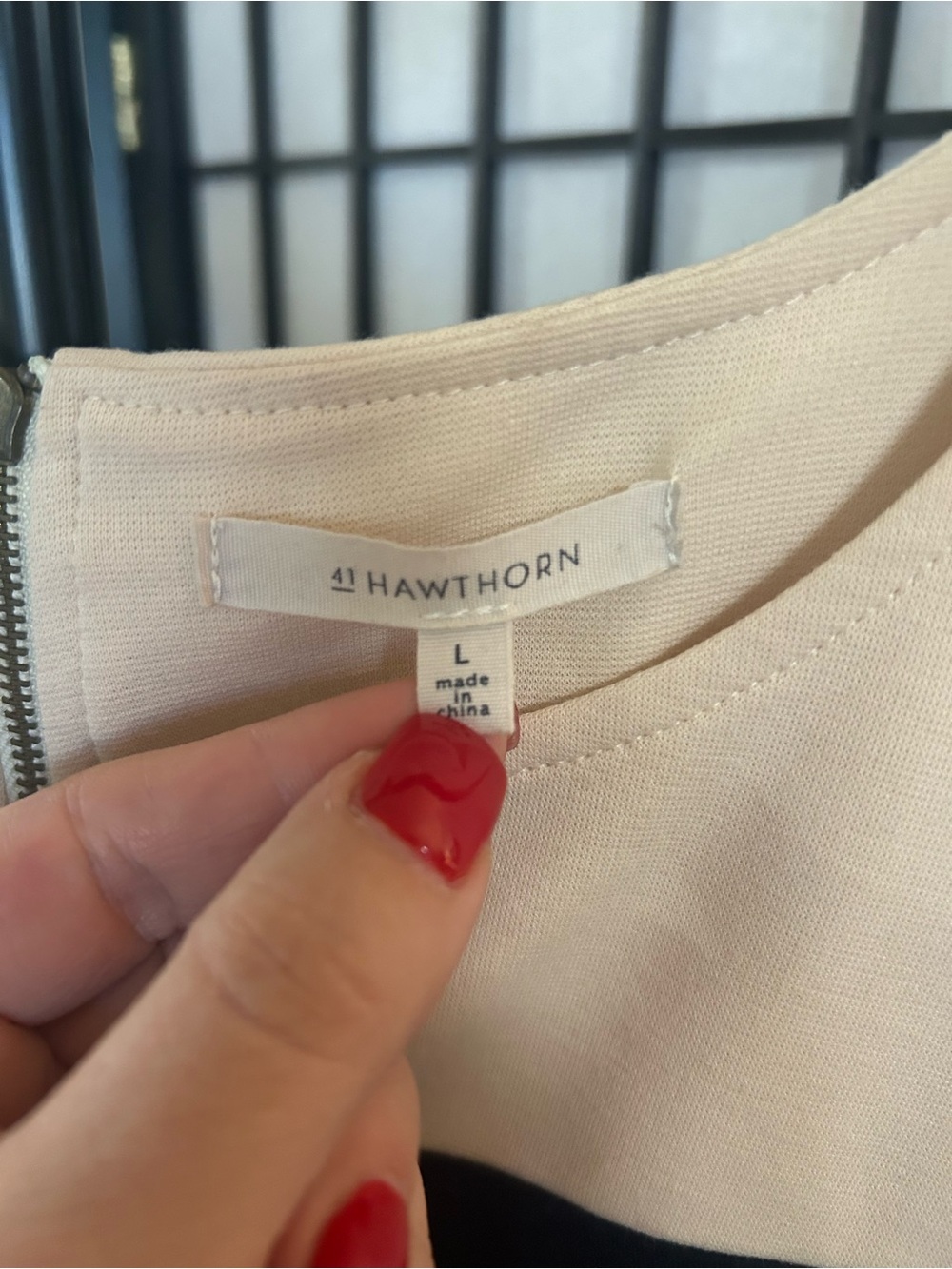 41 Hawthorn Navy Sheath Dress with Cream Trim and Red Waist - Picture 5 of 6